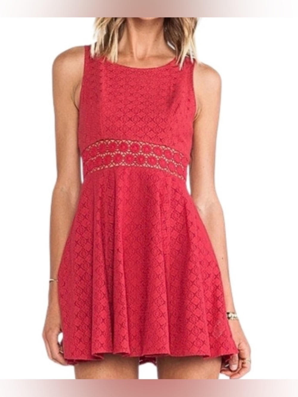 Free People Raspberry Sleeveless Lace Mini Dress - Size 4